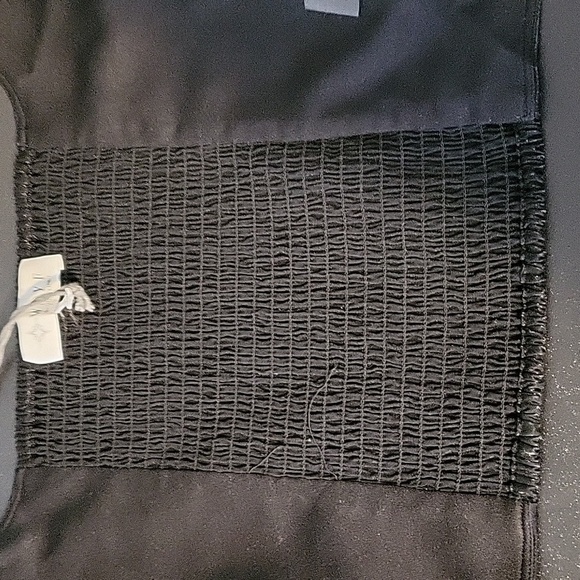 WAYF Where Are You From Black Vegan Front Snap Shimmery Back Smocked Crop - Sz L - Picture 10 of 16